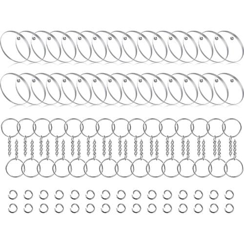 Diameter 7.5cm Clear Acrylic Keychain Blanks 30 Pcs Clear Round Acrylic Ornaments with Hole Used to Make Key Chains