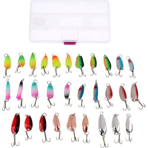 10Pcs/30Pcs Metal Fishing Lures with Treble Hooks Assorted Spoon Baits for Bass Salmon Trout