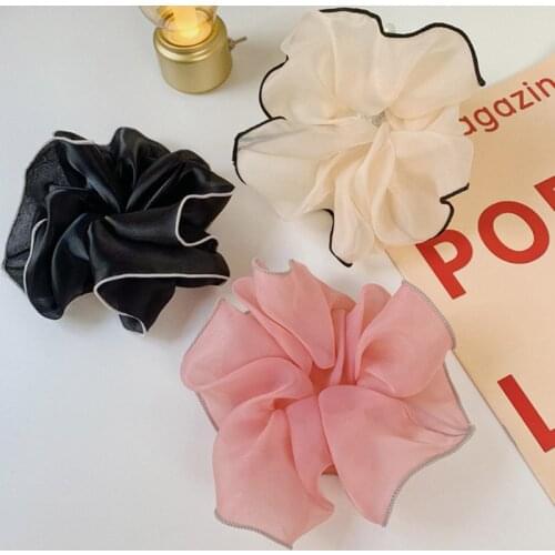 Summer Solid Satin Silk Hair Scrunchie Oversized Elastic Hair Band For Women Girls Hair Rubber Hair Accessories Ponytail Holder