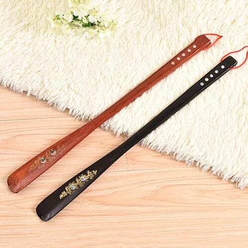 1Pcs 55 Cm Mahogany Craft Wenge Wooden Shoe Horn Wooden Long Handle Shoe Horn Lifter Shoehorn Random Color