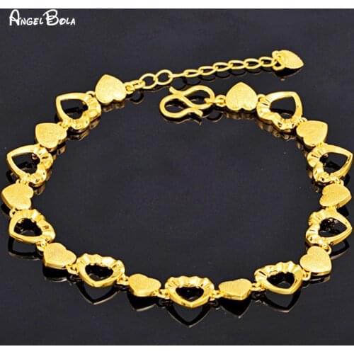 Luxury Peach Heart Girl Fashion Accessory Bracelet Muslim Bride Wedding Gold Jewelry Couple Friendship Bracelet Gift Wholesale