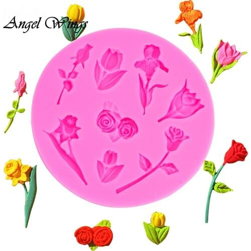 Valentines day flowers shaped Silicone mold 3D Fondant Cake Decoration Tools for Kitchen Gadget Chocolate Pastry Making F0002