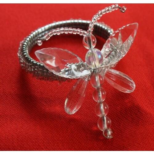 Butterfly decoration napkin rings crystal beads, wholesale wedding napkin holder
