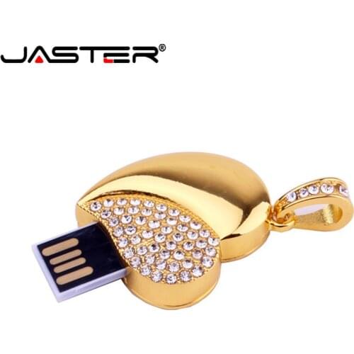 JASTER Diamond crystal heart USB Flash drive metal Memory Stick penrive 4GB 8GB 16GB 32GB 64GB U disk free shipping