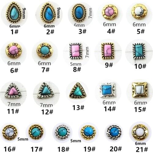 50pcs/pack Japan Metal 3D Nail art Decorations Kawaii Drop Square Style Colorful Stone Nail Parts DIY Alloy Nail tools Supplies