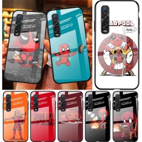 Tempered Glass Cover Deadpool Marvel Cartoon For OPPO A9 2020 A52 Find X2 Lite Realme 7 7i 6 5 Pro C3 XT Shockproof Phone Case