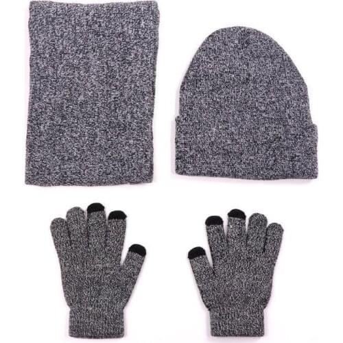 Winter Warm Thick Hat Scarf Gloves 3 Pieces Set Winter Warm Set For Men Women Touch Screen Gloves Sets