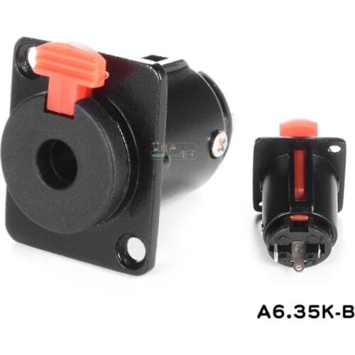 1Pcs D-type stereo socket 6.35mm cabinet cable car panel large three-core female 6.5 microphone A6.35K-B/W HIFI
