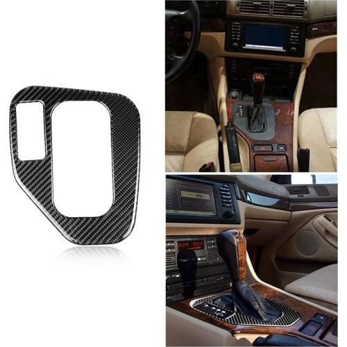 1pc LHD Decorative Frame Black Carbon Fiber Gear Shift Knob Panel Sticker Trim High Quality Suitable For BMW 5 Series E39 95-03