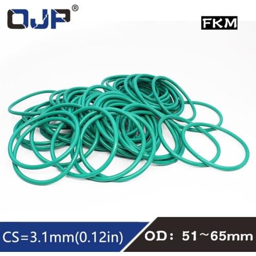 1PC Rubber Ring Green FKM O ring Seal 3.1mm Thickness OD51/52/53/55/56/58/60/61/62/63/65mm Rubber ORings Seal Oil Ring Gasket