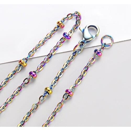 2Pcs/lot Stainless Steel Clamp bead chain necklace with lobster clasp Satellite Chains 2mm thickness 3mm ball beads