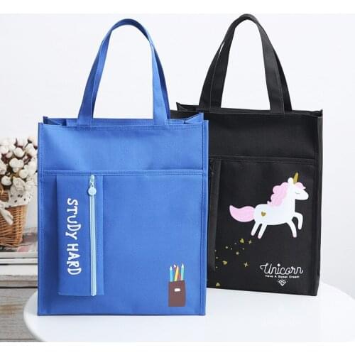 2020 New Student Multifunctional Waterproof Canvas Tuition Bag Cute Animal Rabbit Bear Tote Storage Bags Cartoon Unicorn Handbag