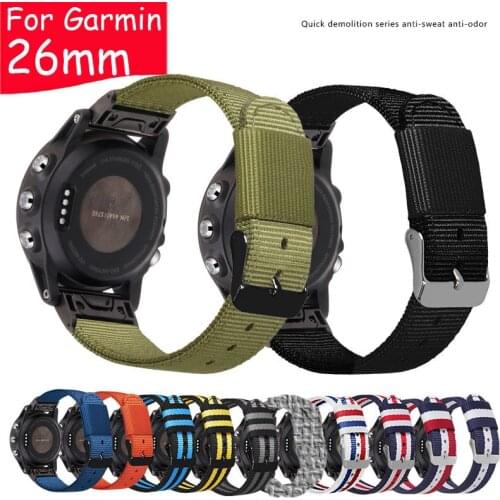 26mm Nylon Canvas Watch Strap for Garmin Fenix 5x 6x Plus 3 hr sapphire Quaitx3 Replacement Watch Band Tool Free Wrist Bracelet