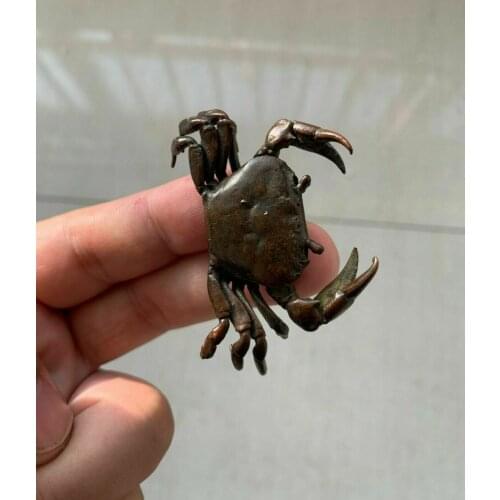 55mm Chinese Vintage Copper Handmade crab statue
