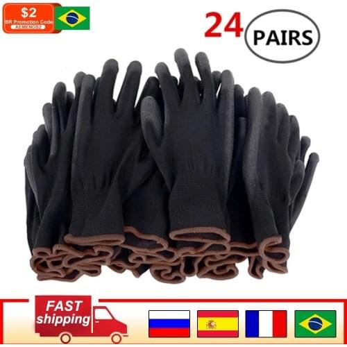 6-24 pairs of nitrile safety coated work gloves, PU gloves and palm coated mechanical work gloves, obtained CE EN388