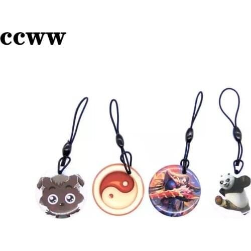 Six Cartoon Pattern S50 13.56MHz UID Keychain Changeable NFC 1K Rewritable RFID Access Control IC Card Key Tag Fast Shipping