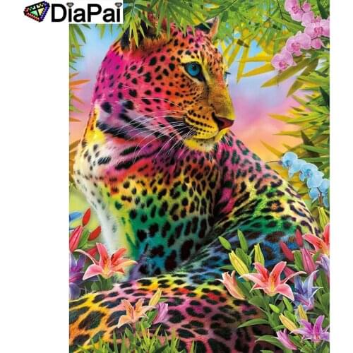 DIAPAI 5D Diamond Painting Full Drill Diamond Embroidery "Animal color leopard" Picture Of Rhinestone Handmade Home Decor A26928