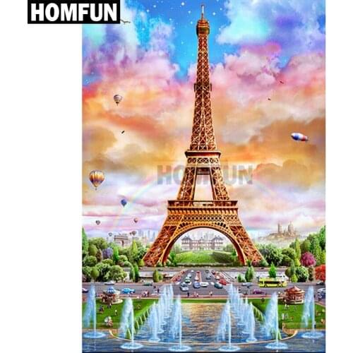 HOMFUN Full Square/Round Drill 5D DIY Diamond Painting "Eiffel Tower" Embroidery Cross Stitch 3D Home Decor Gift A02537