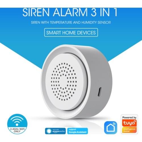 Tuya Smart Life Wireless WiFi Siren Alarm Sensor Sound and Light Alarm Siren Human Body Sensor Support Alexa for Home Security