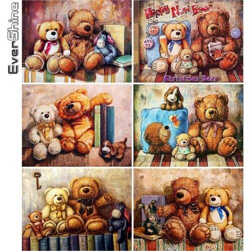 Evershine Diamond Painting Bear 5D DIY Diamond Embroidery Cartoon Diamond Mosaic Full Layout Rhinestone Art Childrens Gifts