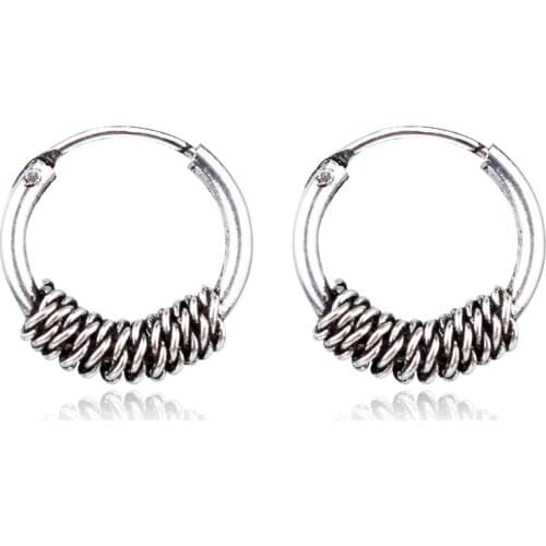 European Vintage Metal Color Endless Earrings Circle Handmade Small Hoop Earring Bali Wrap For Women Fashion Jewelry