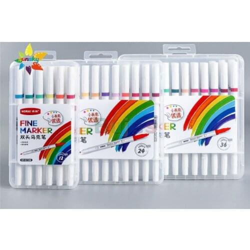 NORY 12/24/36 color Drawing notes double alcohol marker pen 4mm/1mm Animation painting pp box set drawing art supplies