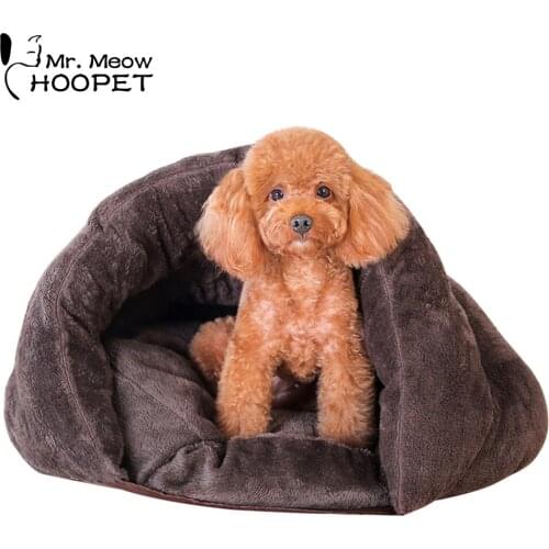 Hoopet Pet Bed Warm Soft Dog Cat Sleeping Bag Kitten House Sack Bed Kennel Cave Blanket Mat Cushion Washable Pet Products