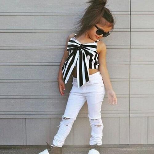 2021 Retail 2pcs Baby Girls Sets Tops + Pants Striped Baby Girls Clothes sets kids suits Summer Causual Suit free shipping AA67