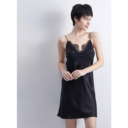 Lace sexy silk pajamas suspender skirt