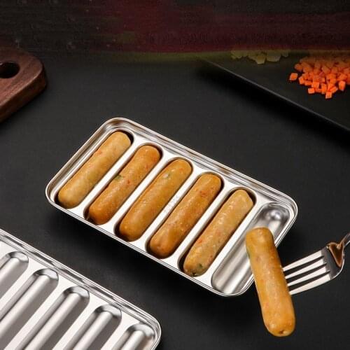 Kitchen Sausage Maker Mould 6 Grids Stainless Steel DIY Ham Hot Dog Making Mould Household Ham Sausages Box Baking Tools Molds