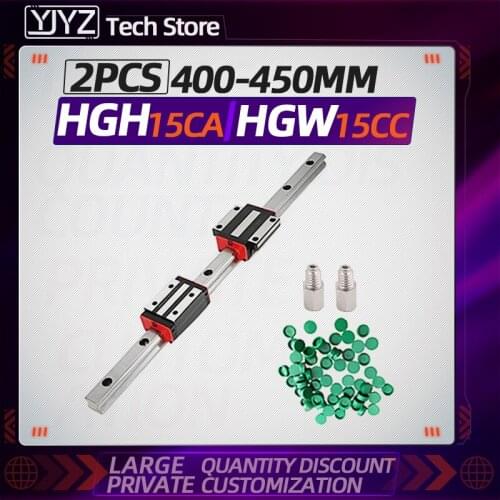 Linear Rail Guide 1pc 400/450mm HGR15+2pcs HGH15CA/HGW15CC Linear Narrow/Flange carriges Sliding Block cnc parts