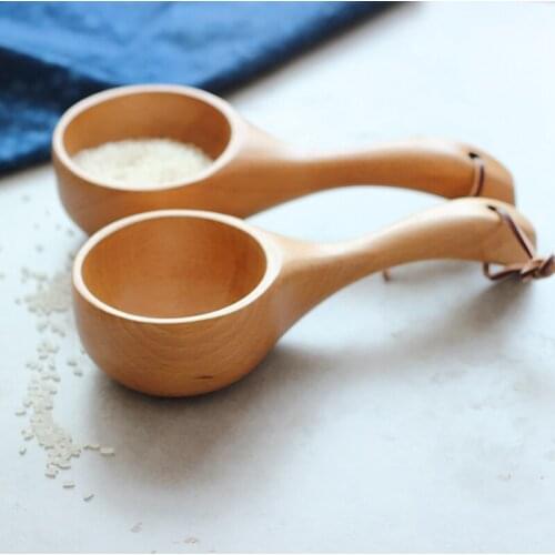 Japanese-style Rice Scoop Short Handle Solid Wood Scoop Wooden Spoon Bath Sauna Wooden Bucket Water Scoops