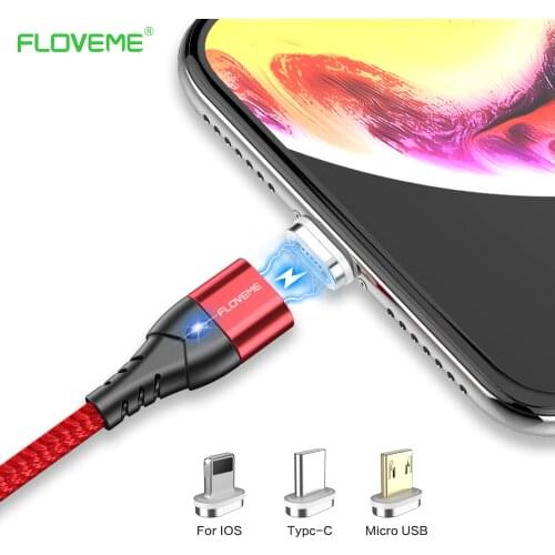 FLOVEME Magnetic USB Cable For iPhone XR XS MAX X 3A Fast Charging Type C Micro USB Cable For Samsung S9 Note 9