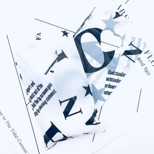 Small Plastic Bag With Handle 250pcs 9x15cm Black Letters Print Jewelry Gift Packaging Bag Cute Plastic Gift Bags Shopping Bags