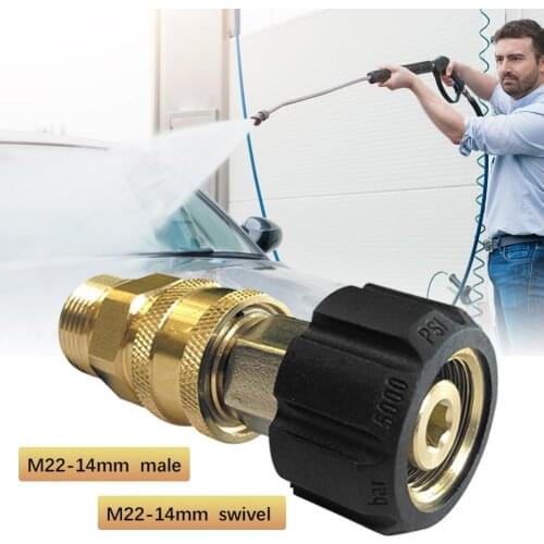 Copper 1/4 Inch High Pressure Quick Connector Car Washer Adapter Water Gun Hydraulic Couplers Couplings M22 14mm Male/Female