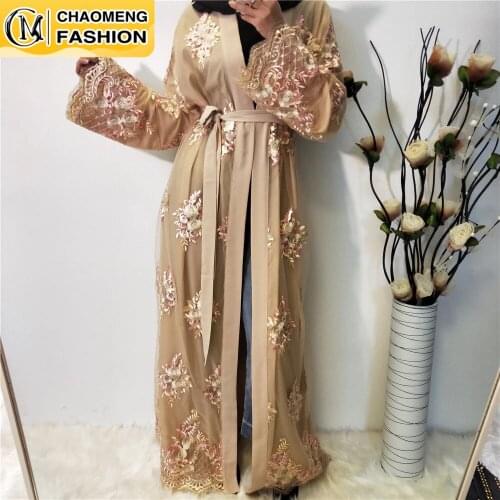 Eid Mubarak Fashion Embroidery Kimono Dubai Abaya Kaftan Caftan Turkish Islamic Clothing Muslim For Women Cardigan Ramadan Robe