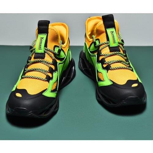 Mens Cushioning Running Shoes Breathable Mesh Sneakers Unique Blade Sole Fashion No-slip Hard-wearing Sports Shoes Zapatillas