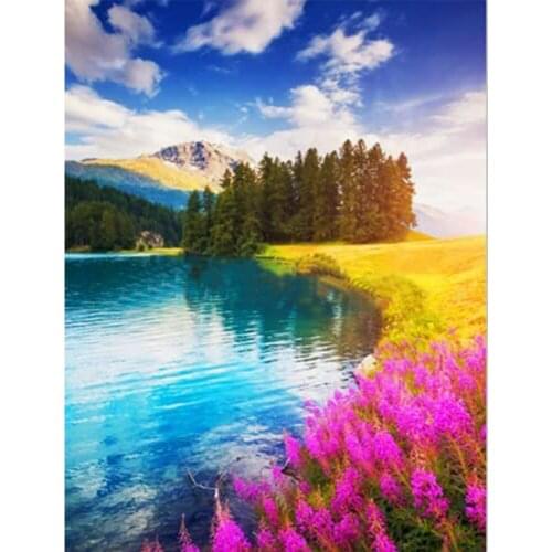 Landscape Nature Lake Flower 14CT Cross-Stitch DIY Embroidery Set Handicraft Hobby Craft Needlework Needle For Adults Promotions