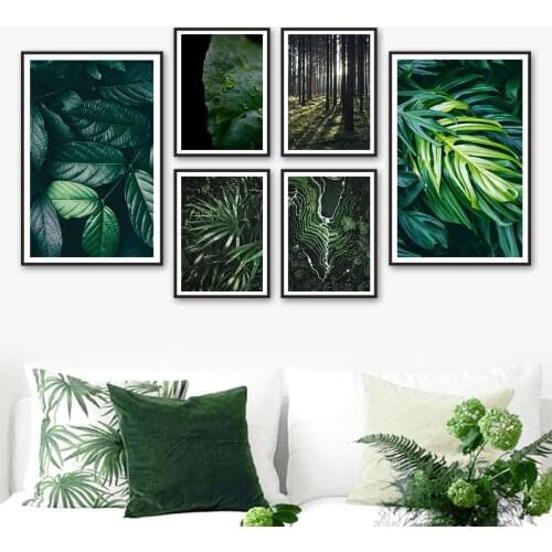 Monsteras Green Leaves Forest Terraces Wall Art Canvas Painting Nordic Posters And Prints Wall Pictures For Living Room Decor