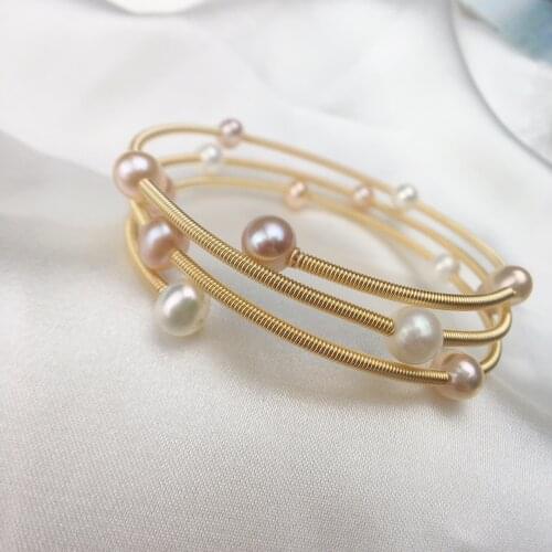 New Arrival Genuine Natural Freshwater Pearl Bracelet Hot Cheap Bangle Fashion Jewelry Nice Party Gift Present, 10pcs/lot