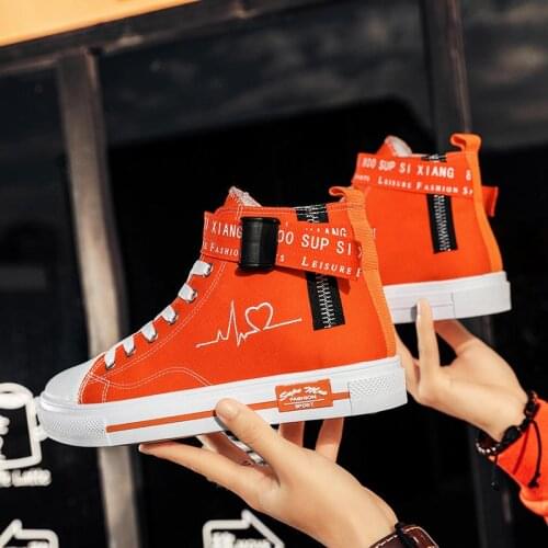 High Top Rubber Sole Mens Running Shoes 2021 Canvas Sneakers Mens Sports Shoes Women Sport Shoes Men Orange Basket GME-1293