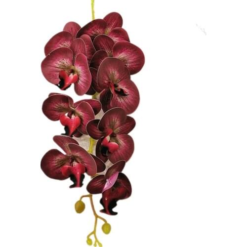 One Latex Butterfly Orchid Flowers 9 Heads Real Touch Good Quality Artificial Phalaenopsis Orchid 40" for Home Floral Decoration