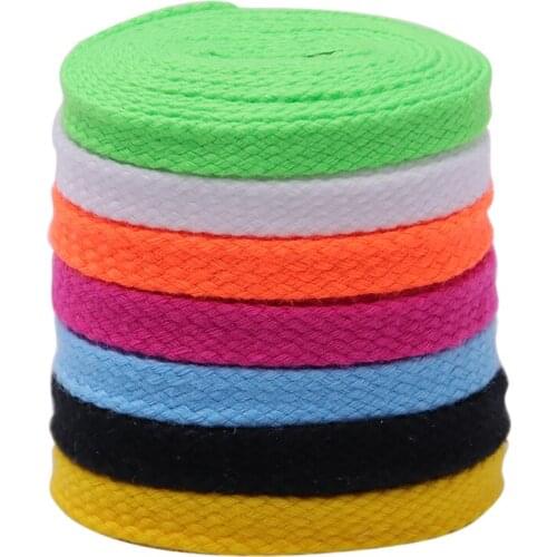 Coolstring Solid Color Eye-Catching Cords Double-Layer Polyester 7MM Flat Shape Shoelaces For Drop-Shipping Custom Bulk Order