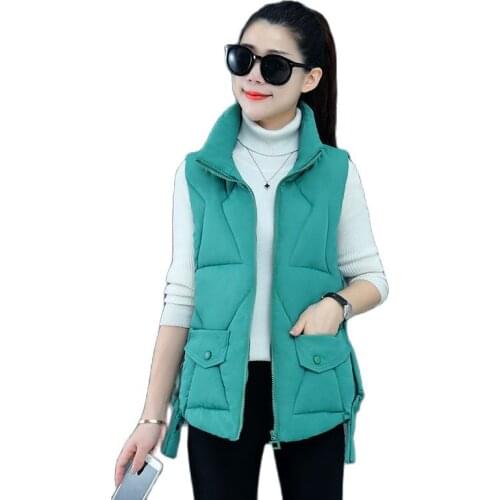 2021 Autumn Winter Cotton Vest Women Ladies Casual Waistcoat Female Sleeveless Vest Jacket Slim Fit Warm Coat Plus Size C