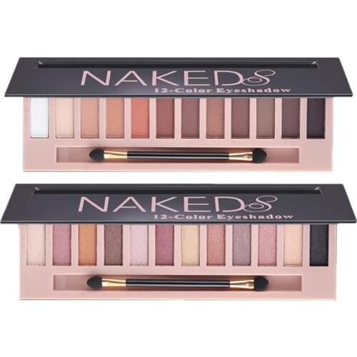 2 Pack 12 Colors Makeup Naked Eyeshadow Palette Natural Nude Matte Shimmer Glitter Pigment Eye Shadow Pallete Set Waterproof