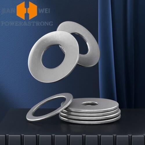 1/50/100pcs A2 304 Stainless Steel Flat Washer Plain Gasket for M1.6 M2 M2.5 M3 M4 M5 M6 M8 M10 M12 M16 M20 M24 Screw Bolt GB97