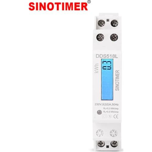 Backlights LCD 18MM Mini Size Wattmeter Power Consumption Watt Energy Meter kWh AC 5-32A 230V 50Hz Electric Din Rail Mount