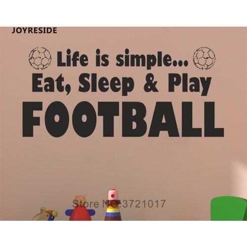 JOYRESIDE Football Life Is Simple Wall Decal Vinyl Sticker Baby Boys Playroom Home Decor Wall Decal Interior Design Mural A571