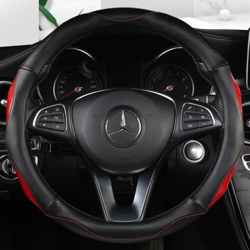 Anti Slip Car Carbon Fiber Steering Wheel Cover for Mercedes Ben AMG 38cm Models A C CLA E GLA GLC GLE S B CLS Class Accessories