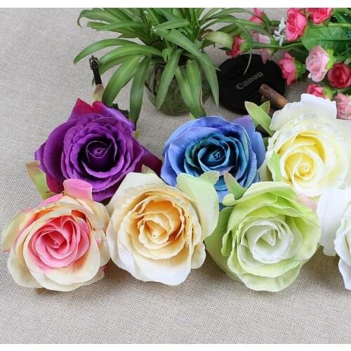 Silk flowers wholesale rose heads artificial flowers 4.3inch diameter fake flowers head high quality silk flowers WR003